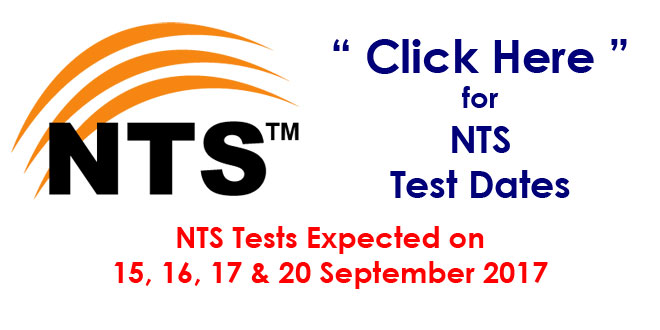 NTS Tests Expected on 15, 16, 17 & 20 September 2017