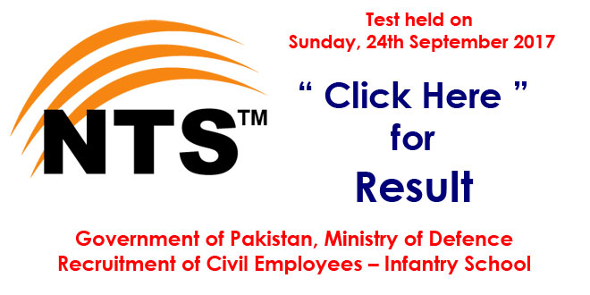 Ministry of Defence Recruitment 24-09-2017 NTS Result