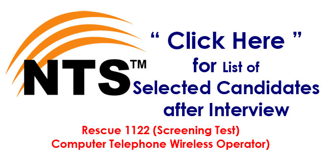 Rescue 1122 (Computer Telephone Wireless Operator) After Interview NTS List